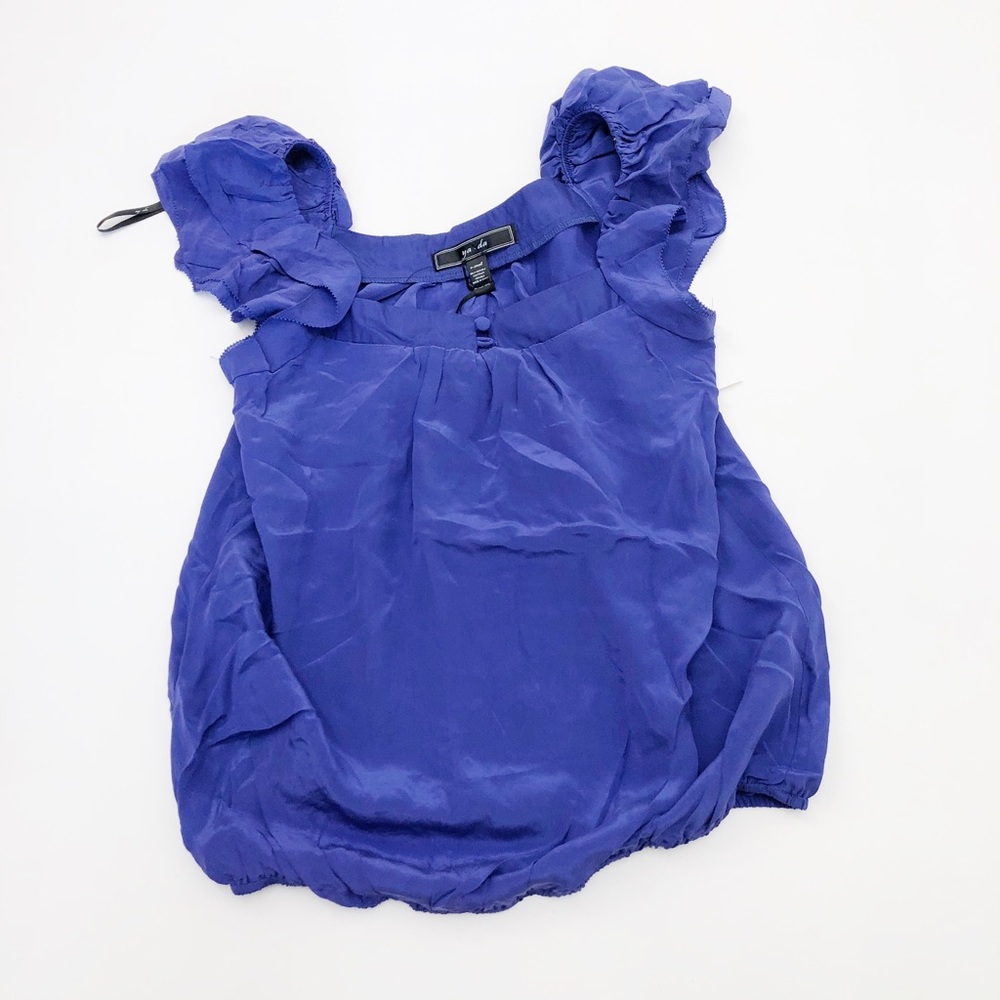 NWT YA DA Blue Silk Blouse Size XS